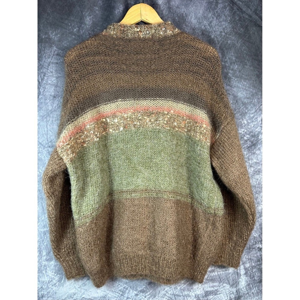 Rosemarie B Sweater Womens Large Brown Mohair Hand Knitted Landscape Ireland - Picture 2 of 8